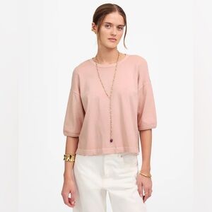 Madewell women’s Relaxed Boxy Tee side slit cotton sunwashed pink Size XS NWT